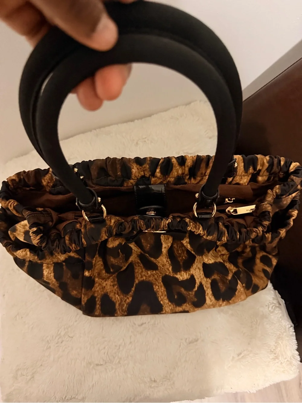 Salvatore Ferragamo Leopard Print Tote in Tan and Black
